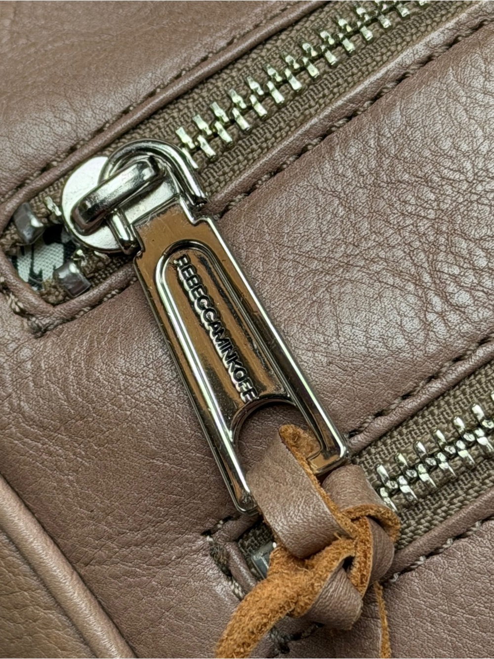 Rebecca Minkoff Shiny Mauve Pink Chain Crossbody Bag Studded Bottom Zipper - Picture 7 of 16